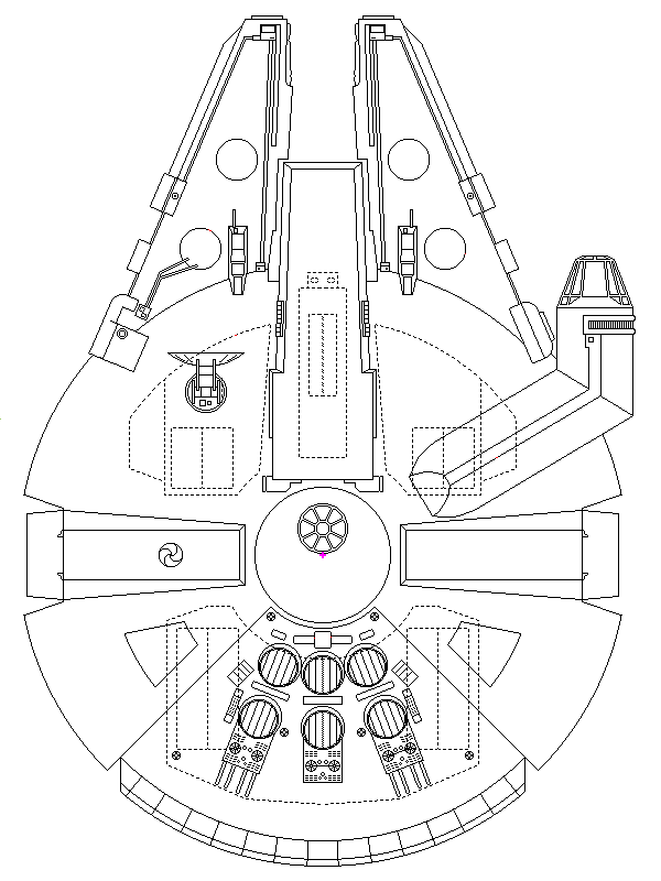 · Millennium Falcon Exterior drawn by: Frank V Bonura