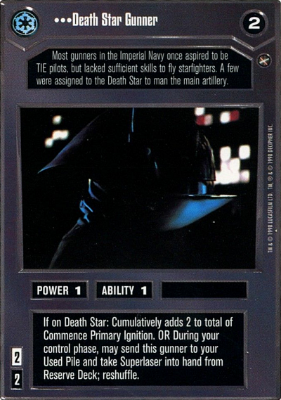 Star Wars® Collectable Card Game, Decipher, Death Star Gunner, A New Hope Unlimited