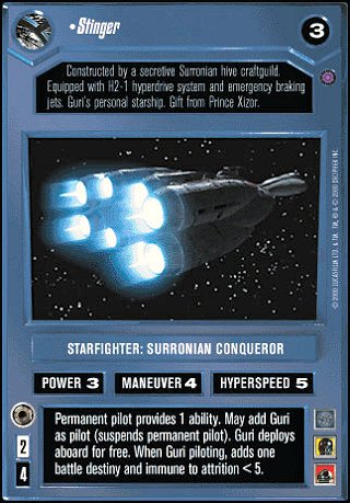 · Stinger· Source: STAR WARS ® Collectible Card Game· Reflections II expansion set· Publisher: 2000 Decipher®